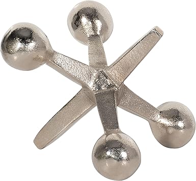 Modern Decorative Sculpture Figurine - Home Accent for Living Room Decor or Bathroom Decor - Elegant Statement Ornament for Shelf or Coffee Table Styling in Office or Any Room - 5" Silver & Metallic