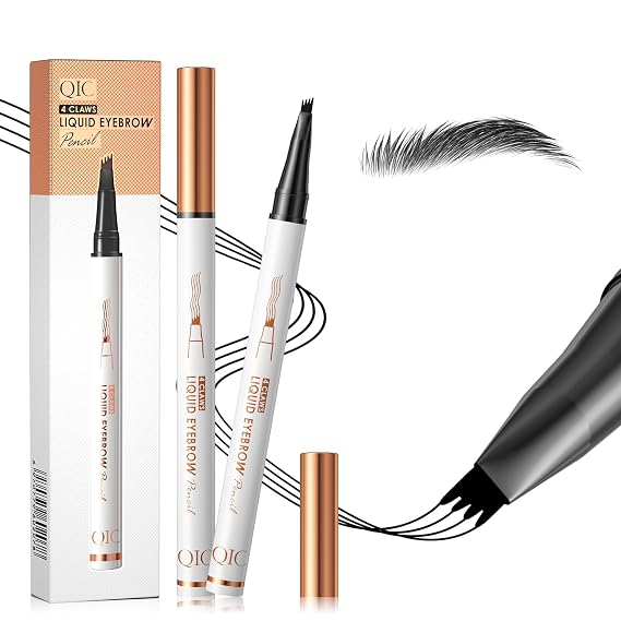 W3W Microblading Eyebrow Pencils for Women - Waterproof Eyebrow Pencil With Precise 4-Fork-Tip, Brow Pencil Create Natural Hair-Like Brows for Perfect Eyebrow Makeup, Last All-Day, Black