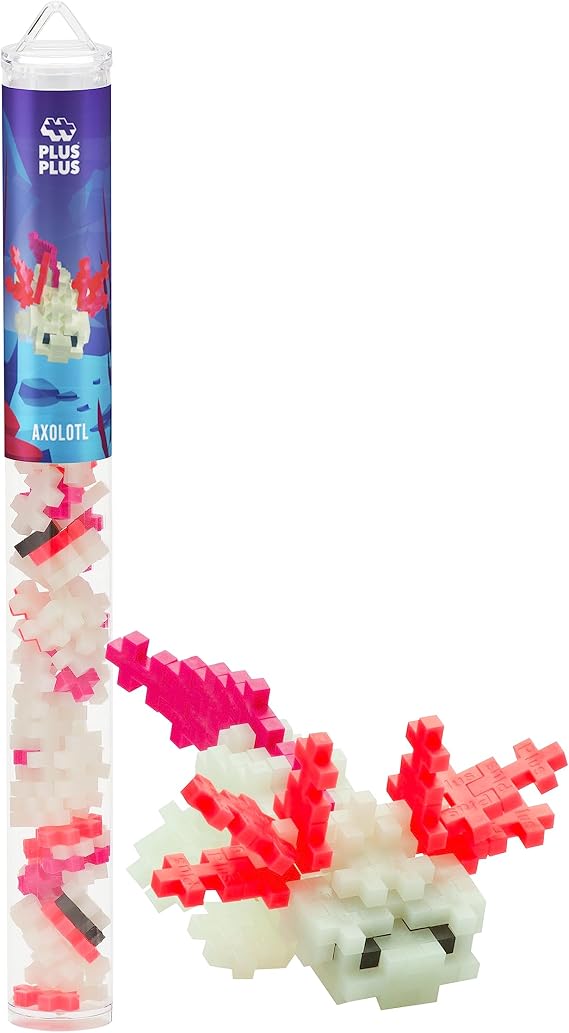 PLUS PLUS Axolotl - 3D Puzzle Sea Creatures Toy, Ocean Animals Figures Tube - Mini Interlocking Building Block Set Gifts for Girls & Boys