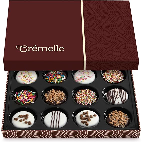 Cremelle Gourmet Cookies Gift Box, 12 Pieces of Food Gifts Cookies, Ideal Mothers Day Chocolate Candy Gift Box for Friends, Colleagues and Loved Ones, Perfect Fancy Cookie for Holidays and Celebrations