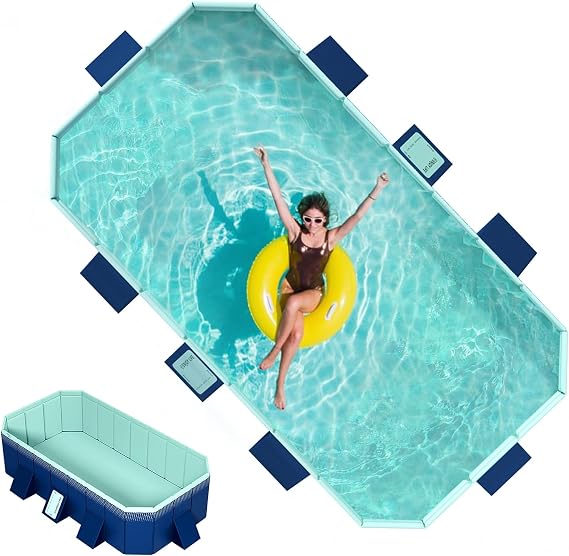 Foldable Swimming Pool | Non-Inflatable Swimming Pool for Adults,Kids and Pets | Pools Family Inflatable Pools for Backyard, Indoor Outdoor Water Party | 116'' 65'' 21'' 1 Set
