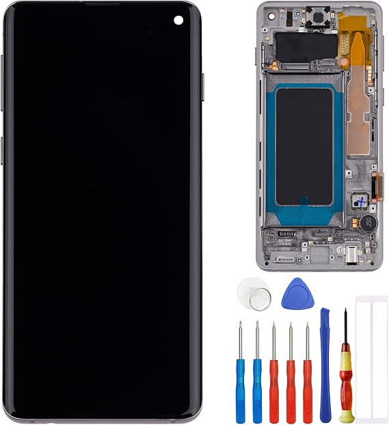 شاشة TFT متوافقة مع Samsung Galaxy S10 SM-G973U SM-G973W 6.1 بوصة شاشة LCD تعمل باللمس مع أدوات + إطار (أسود) (التعرف على بصمات الأصابع غير مدعوم)