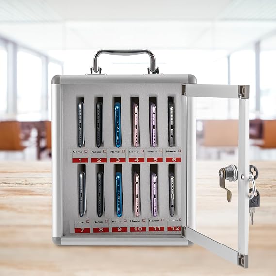 12 Slots Cell Phones Storage Cabinet, Box for Phone Storage Home Aluminum Alloy