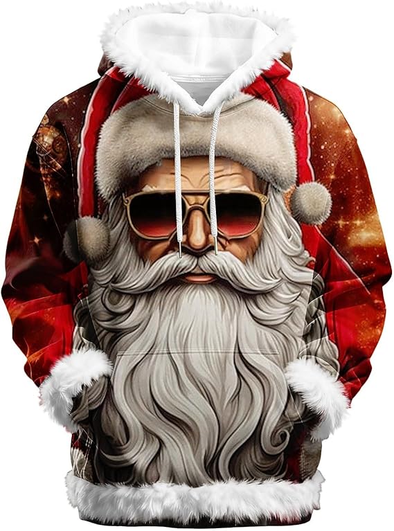 قميص رياضي من نوع Unisex 3D Ugly Christmas Kangaroo Pocket Hoodies Pullover