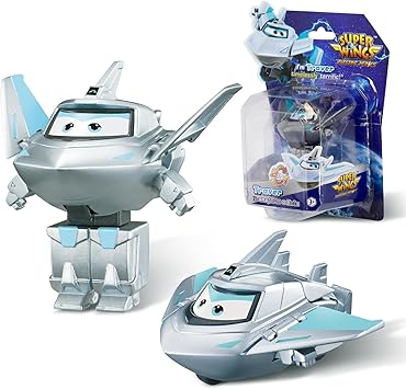 Super Wings 2 5cm Transform-a-Bots Traver Robot Action Figures Transforming Plane to Robot Toys for Kids Ages 3-8, Fun Playset Gift for Boys & Girls Small Size