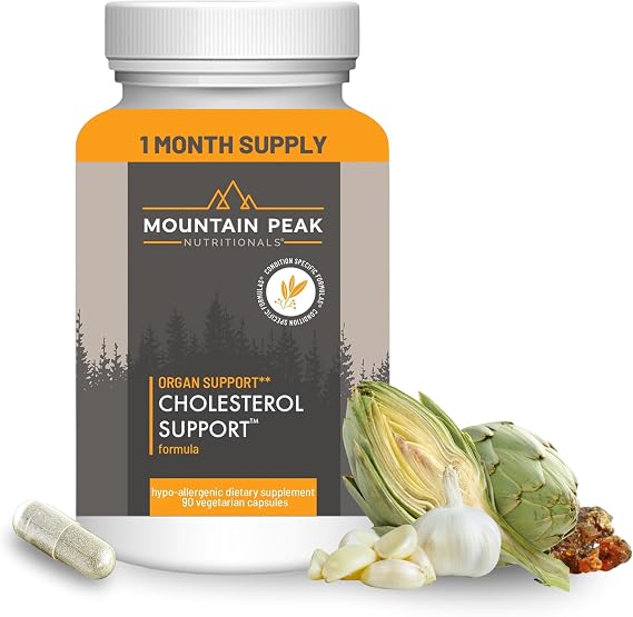 Mountain Peak Nutritionals Cholesterol Support Supplement - with Artichoke Extract, CoQ10, Red Yeast Rice - Plant-Based Formula Supports Heart Health & Healthy Lipid Levels (90 Vegetarian Capsules)