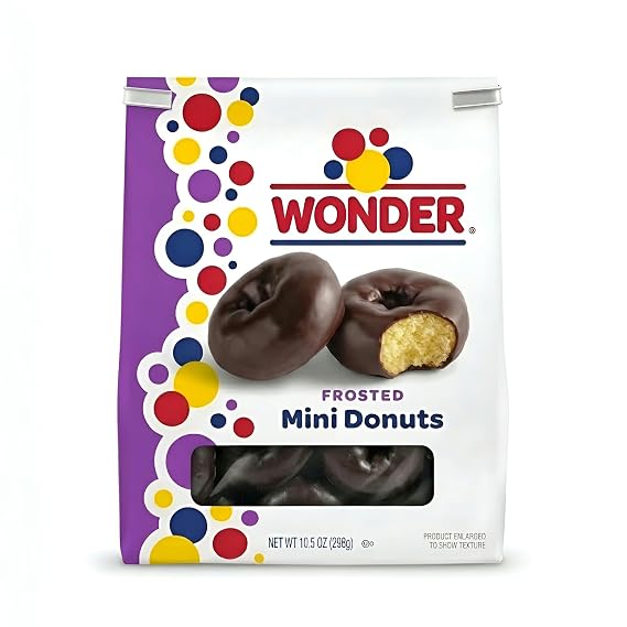 Wonder Mini Donuts Chocolate Frosted, 10 oz Bags (Case of 6) Soft Bite-Sized Donuts, Sweet Chocolate Coating, Ready-to-Eat Snack, Bulk Case