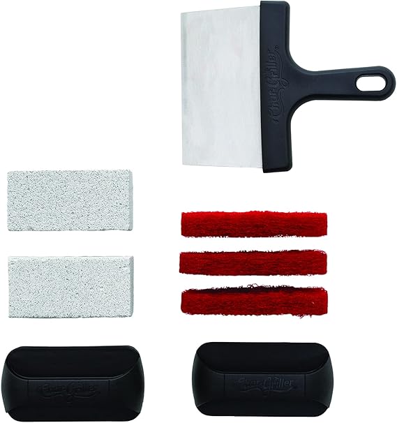 Char-Griller 8922 طقم تنظيف غاز الحديد المسطح طقم أدوات الشواء أسود
