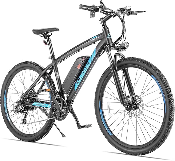 ANCHEER 26/27.5 '' دراجة كهربائية للبالغين، ذروة 500 W/750 W Ebike، 3 ساعات شحن سريع، 60 ميل دراجة كهربائية مع بطارية 374/499 Wh، دراجة جبلية كهربائية مع سرعة 7/21