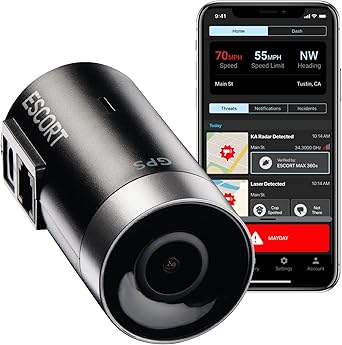 Escort M2 Smart Dash Cam 1080P Full HD Video Dash Cam، تقارير الحوادث، وضع ركن السيارة، تطبيق Drive Smarter، Wi-Fi وGPS، بطاقة Micro SD بسعة 16 جيجابايت، متوافقة مع MAX 360c، MAX 360
