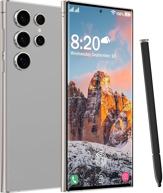 I24 Ultra 5G Unlocked Smartphone,8GB+512GB Fully Unlocked Cell Phone Built in Pen The Phone,Battery 6800mAh 6.8" HD Screen,48MP+108MP Camera/Dual SIM/Face (Gray)