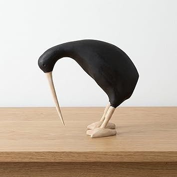 Sagebrook Home Handcrafted Wooden Bird Figurine - Albasia Wood Boho Decorative Accent for Home & Office - Rustic Nature-Inspired Tabletop Sculpture - 6" Black