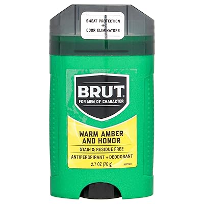 BRUT Warm Amber and Honor Antiperspirant and Deodorant - عصا مزيل العرق المعطرة للرجال - حماية قوية من العرق - يزيل الروائح - 2.7 أونصة