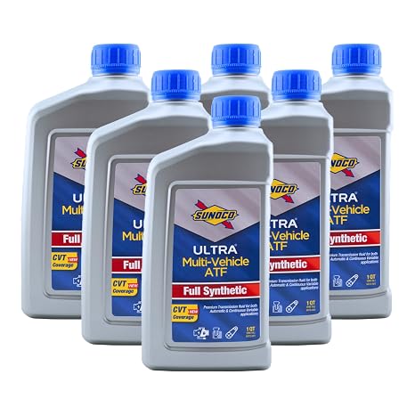 Full Synthetic Multi-Vehicle Automatic Transmission Fluid Sunoco Ultra ATF CVT Compatible 1 Quart (Pack of 6)