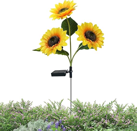 Solar Bahçe Işıkları Güneş Enerjili Ayçiçeği LED Aydınlatma 3 Yapraklı,solar Sunflower Lights(2 Adet) [Enerji Sınıfı A+]