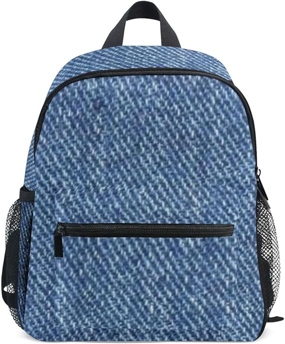Blue Jeans Preschool Backpacks Toddler Girls Book Bag for School with Side Pockets for Kids Aged 3-8