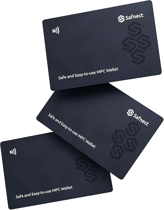 Safnect Wallet Pack of 3, Secure Crypto Wallet NFC Cold Storage Wallet Crypto for Bitcoin, Ethereum, Solana & More Coins, 100% Offline Hardware Wallet