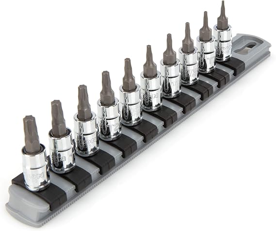 مجموعة مقابس توركس بت محرك TEKTON مقاس 1/4 بوصة مع السكك الحديدية، 10 قطع (T6-T30) | SHB90103