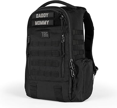 Tactical Baby Gear Daypack Tactical Diaper Bag Backpack for Dads - MOLLE compatible, Built-in Changing Mat, Stroller Straps Black 4th Gen