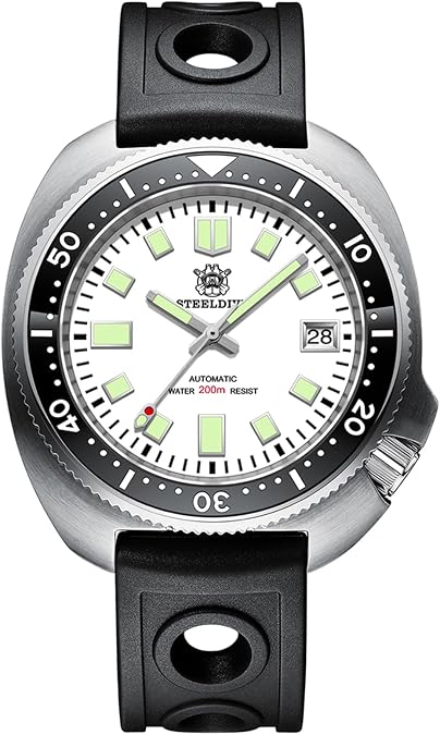 Steeldive SD1974، 6105 كابتن السلحفاة ويلارد، NH35، الياقوت، الأبيض، سوار وحزام مطاطي، BNIB
