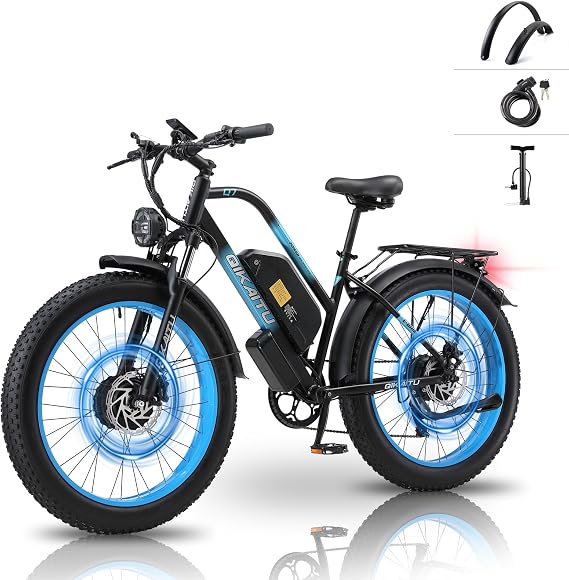Electric Bike Peak 2000W Motor, UL Certified, 48V 22.4AH Removable Battery, 24 Fat Tire Ebikie All-Terrain, Aluminum Frame, Dual Hydraulic Suspension.LCD Display