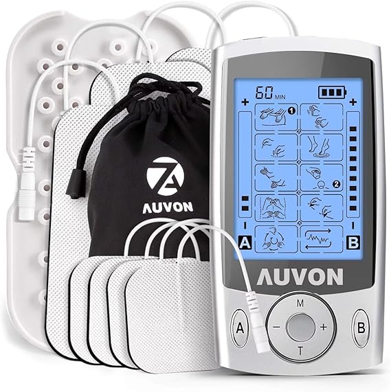 آلة تحفيز العضلات ذات القناة المزدوجة AUVON مع 20 طريقة ، 2 & quot؛ و 2 & quot؛ x4 & quot؛ منصات القطب وحدة TENS