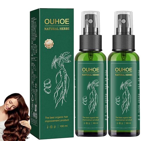 بخاخ نمو الشعر، OUHOE تونيكو بارا كريسيمينتو ديل كابيلو، الأعشاب الطبيعية منشط الشعر الجينسنغ، أقوى عام وتسمك الشعر، ضباب الشعر المغذي غير الدهني للنساء والرجال (2 قطعة)
