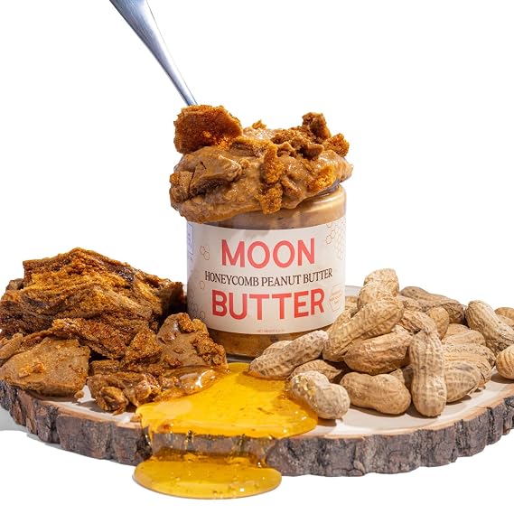 Honeycomb Peanut Butter - All-Natural Peanut Butter With Caramelized Wildflower Honey & Organic Vanilla - Perfect for Toast, Apple Slices, Pancakes, more, Moon Butter - 10 oz jar