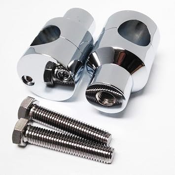 MT030-07- Chrome Shorty ROUND 1 "مقبض Riser متوافق مع Harley Kawasaki Suzuki