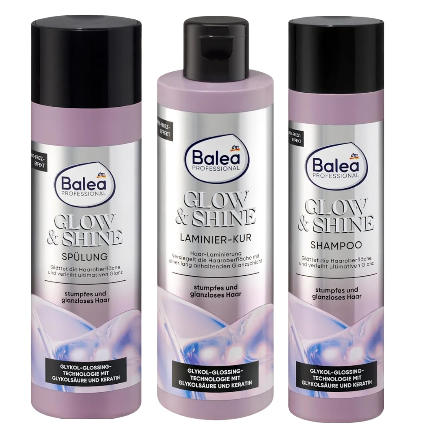 Professional Hair Care Set Glow & Shine Shampoo 250 ml Conditioner 200 ml Hair Treatment 200 ml with Scalp Massage Brush Hair treatment 200 ml with scalp massage brush