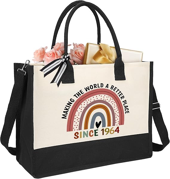 60th Birthday Gifts for Women,60th Birthday Gift for Women Ideas,60 Year Old Birthday Gifts for Women,60th Birthday Gifts for Wife/Sister/Mom/Aunt/Friends-1964 Canvas Tote Bag
