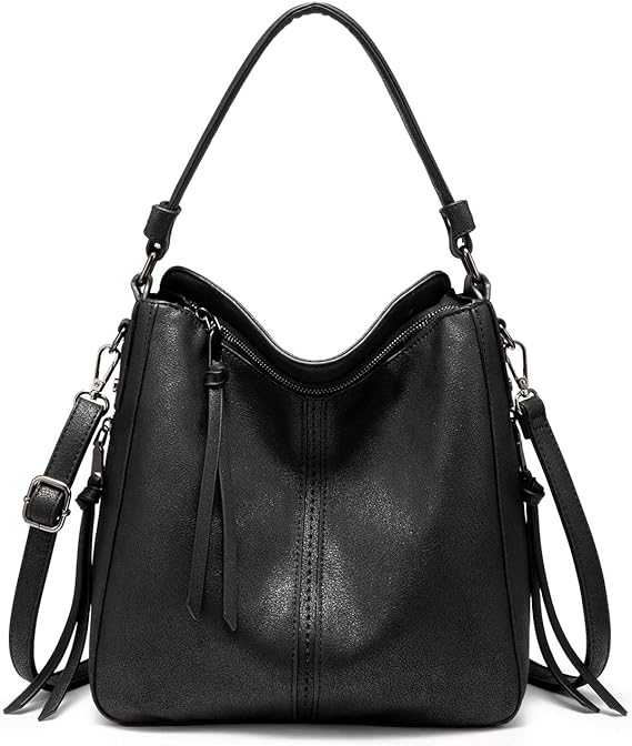 Realer Hobo Crossbody Bags for Women Designer Faux Leather Hobo Handbags Retro Large Size Shoulder Bag Bucket Purse