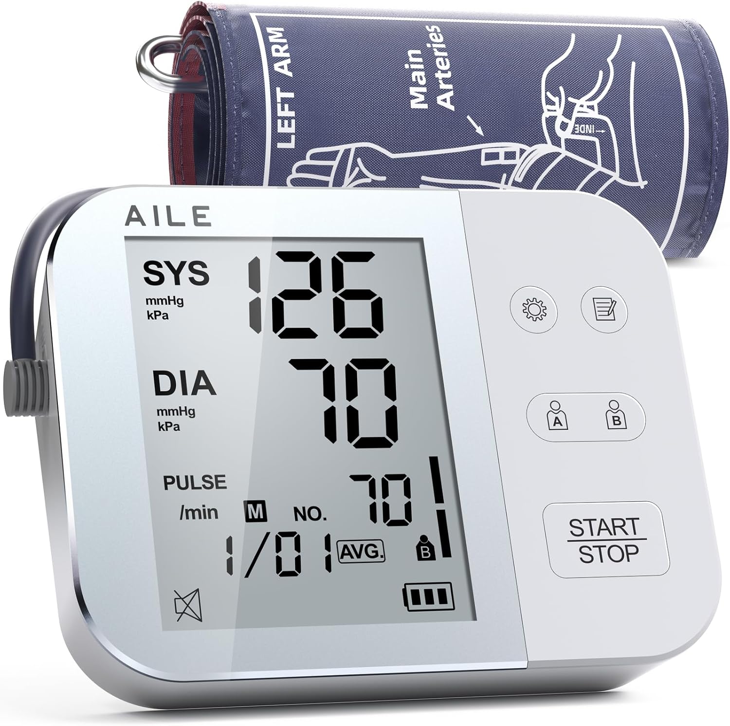 AILE Blood Pressure Monitors, Upper Arm Large Cuff Blood Pressure Machine for Home Use, Universal Comfort Wide BP Cuff 22-42 cm, Voice Broadcast BP Monitor Blood Pressure, Heart Rate Machines