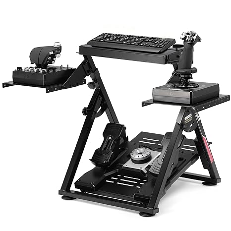حامل محاكاة سباقات الطيران GTPLAYER حامل ألعاب قابل للطي متوافق مع أجهزة الألعاب Logitech/Thrustmaster/PXN حامل قمرة القيادة القابل للتعديل، لا يتضمن جهازًا إلكترونيًا، أسود