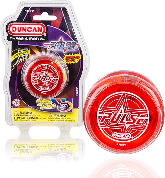 Duncan Toys Pulse LED Light-Up Yo-Yo ، المستوى المتوسط Yo-Yo مع محور محمل الكرة وأضواء LED ، واضح / أحمر ، صغير