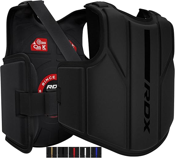 RDX Boxing Body Protector، MMA Kickboxing Muay Thai Boxing Chest Guard، Sparring Training Heavy Punching، Kara Adjustable Strike Shield، Martial Arts Upper Body Ribs Protection Pad، Taekwondo Vest