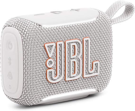JBL Go 5 - Ultra-Portable Waterproof & Drop-Proof Speaker with JBL Legendary Sound & Ambient Edge Lighting, AirTouch Instant Stereo Pairing or Link Multiple Compatible Speakers via AuracastTM (White)
