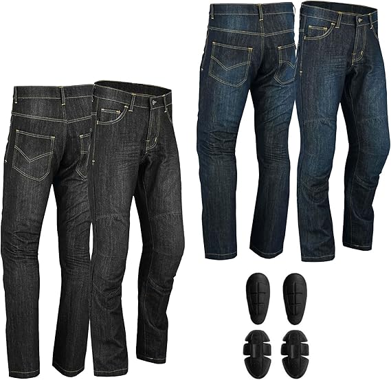 Mens Motorcycle Jeans Protective Motocross Denim Jeans Pants Reinforced Hip and Knee Safety with CE Removable Armor