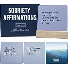 Touchstone Sobriety Affirmations for Men - 50 Cards With Display Stand And Magnetic Gift Box, 1 Year Sobriety Gifts For Men Recovery-Inspired Motivation