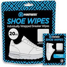 Fortress Shoe Wipes (20 ct) Sneaker Cleaner for Tennis Shoes and White Shoes, Textured and Smooth Sides for Maximum Cleaning Power, Individually Wrapped Wipes
