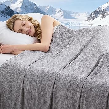 Cooling Blanket Throw Size, 50"x70" Cooling Blankets for Hot Sleepers, Cold Blanket Thin Lightweight Breathable Soft for Couch Bed, Lightweight Blanket Keep Cool for Night Sweats