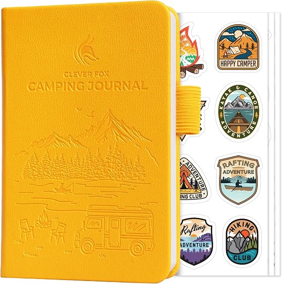 Clever Fox Camping Journal Pocket Camping Log Book & Outdoor Adventure Journal RV Travel Log Book Gifts, Accessories & RV Essentials for Travel Trailers, 14 Trips, 3.7x5.7 (Amber Yellow)
