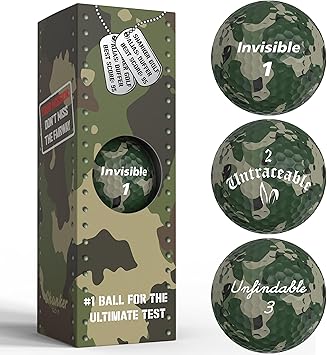 Shanker Camo Golf Balls Funny Camouflage Prank Gift with Sayings 3-Pack The #1 Challenge in Golf Novelty Gift for Golfers