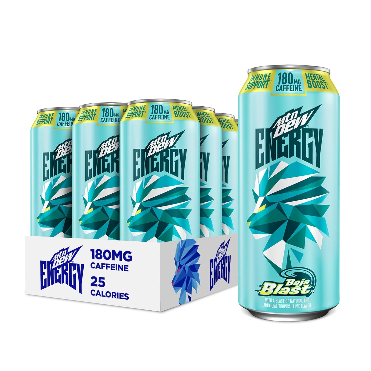 MTN DEW ENERGY ، 0 جم سكر مضاف ، 5٪ عصير ، زنك للمساعدة في دعم وظيفة المناعة