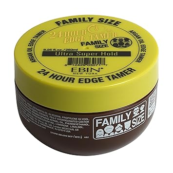 EBIN NEW YORK 24 ساعة حافة تامر ، Ultra Super Hold ، 8.25 Oz - لا تقشر ، لا بقايا بيضاء ، تألق ونسيج ناعم مع زيت الأرغان وزيت الخروع