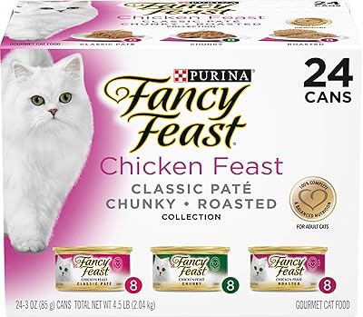 Purina Fancy Feast Wet Cat Food Variety Pack, Chicken Feast Collection - 24 3 oz. Cans