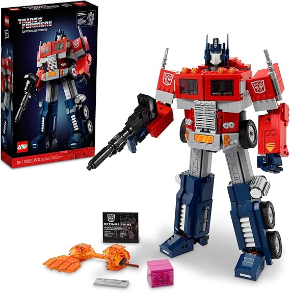 مجموعة أشكال محولات LEGO Icons Optimus Prime 10302 ، طقم بناء نموذج الروبوت والشاحنة 2 في 1 للبالغين ، مثالي للعرض أو اللعب