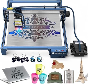 آلة النقش بالليزر SCULPFUN S30 Pro Max مع مساعدة التشغيل/الإيقاف التلقائي للهواء، ليزر من الفئة 4، خرج ليزر بقوة 20000 مللي واط، آلة قطع بالليزر فائقة السرعة، آلة نقش بالليزر عالية الدقة لمواد مختلفة