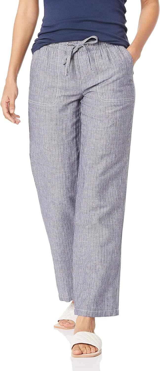 Amazon Essentials Womens Linen Blend Drawstring Relaxed Fit Wide Leg Pant Available in Plus Size