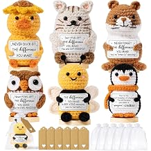 Thank You Gifts 6PCS Positive Crochet Animals, Employee Appreciation Gifts for Women Emotional Support Crochet Buddies, Administrative Professional Day Gift Easter Basket for Women Coworkers Teachers